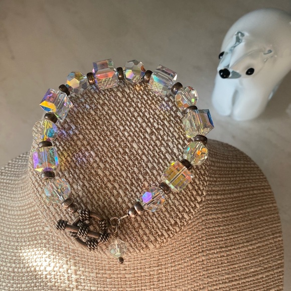 Jewelry - Vintage Aurora Borealis Crystal Bead 8” Bracelet‎